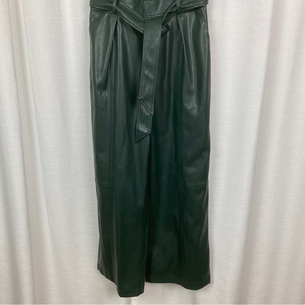Anthropologie Green Faux Leather Samira Cropped Jumpsuit Sz.2 - Picture 6 of 16